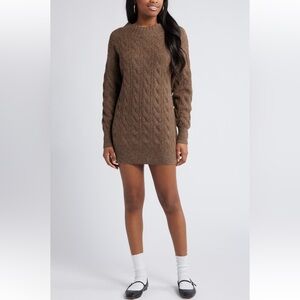 BP Cable Knit Sweater Dress Brown‎ Terra Long Sleeve Pullover Size Small NWOT